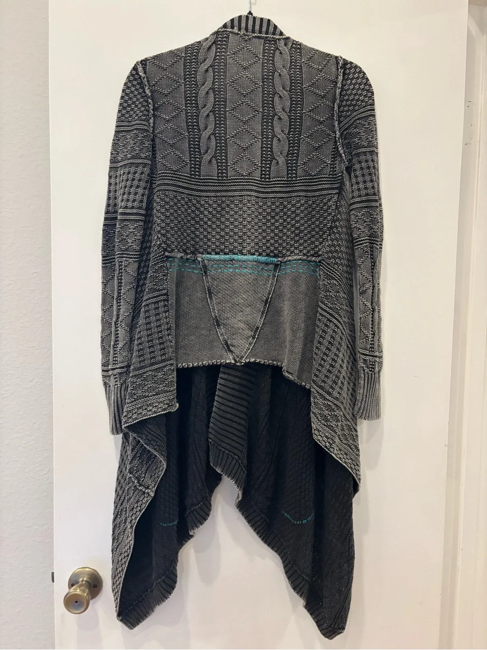 Free People All Washed Out Distressed Open front knit Cardigan sweater boho chic